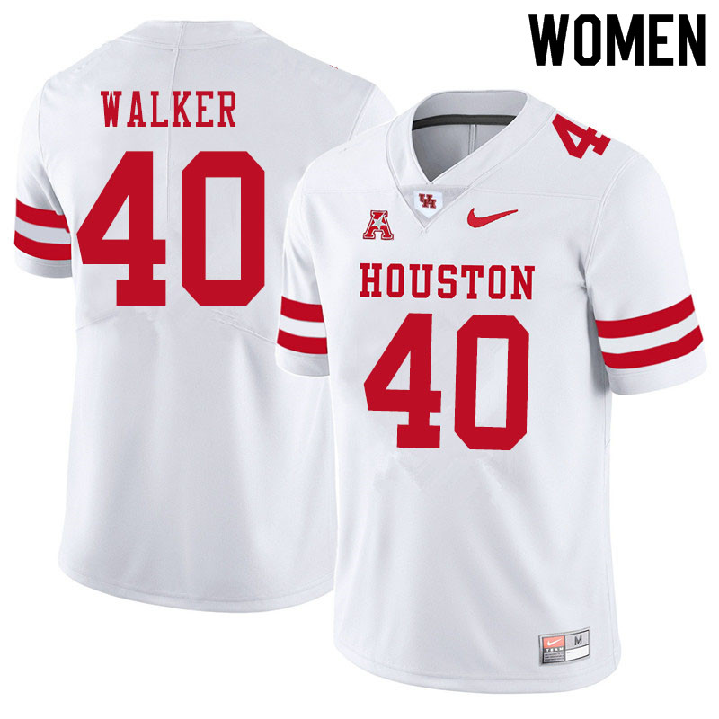 Women #40 Kelan Walker Houston Cougars College Football Jerseys Sale-White